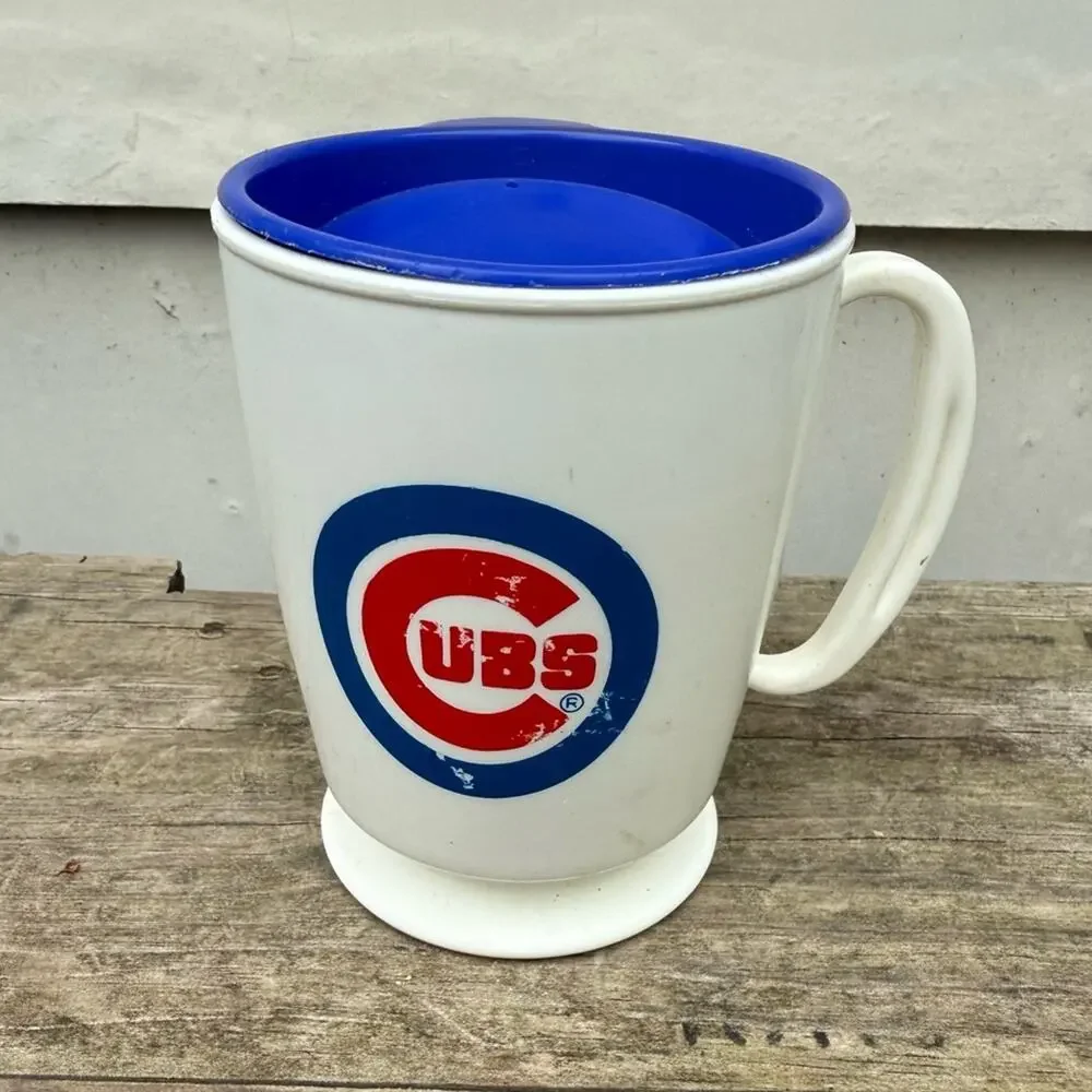 Vintage Chicago Cubs MLB Trip Sip Coffee Cup Bob Evans Promo Plastic
